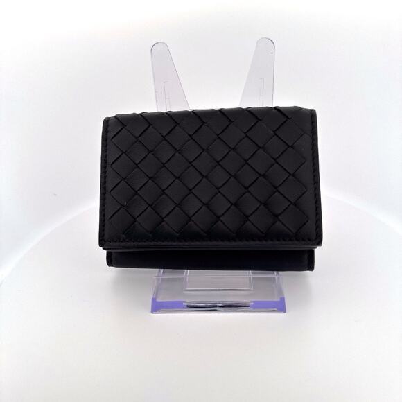 Bottega Veneta Intrecciato Compact Trifold Wallet in Black Nappa Leather - Picture 1 of 6